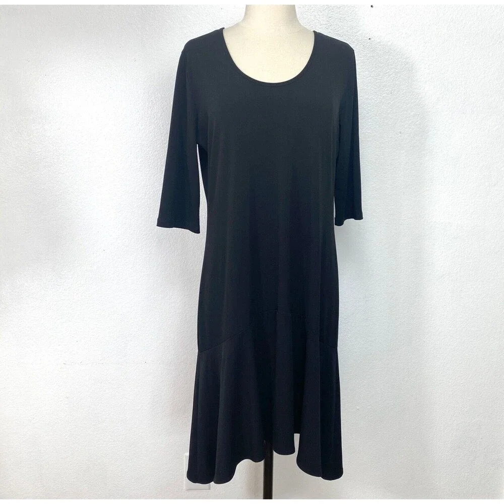 Clara SunWoo Woman Black Knit Dress Medium Scoop Neck Designer Career Travel USA